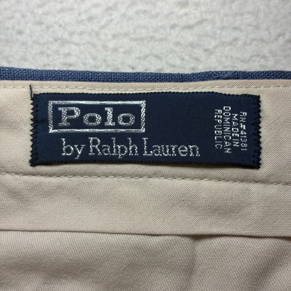 Vintage Polo Ralph Lauren Linen Pant Men 38x32 Blue Pleated Cuffed Dress Trouser